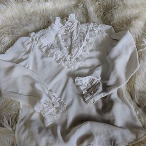 Ivory ruffled vintage blouse